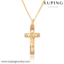 32424 Xuping moda 18k colgante cruz religiosa chapada en oro